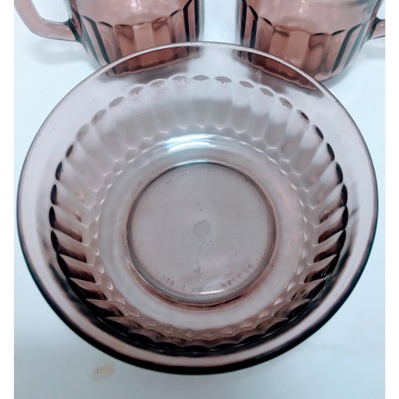 Vintage Mexico Cranberry Amethyst Glass Bowl Cups Blush Purple - Picture 2 of 6